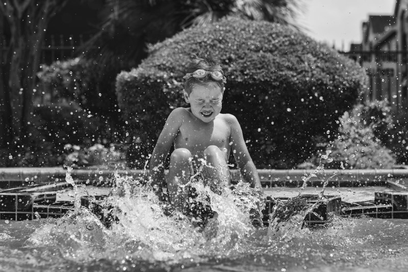 Houston Lifestyle Child and Family Photography; Pool Photo Sessions in Houston; Black and White Child Photography